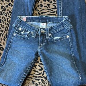 True Religion Blue Jeans Slim Leg Low-Rise
